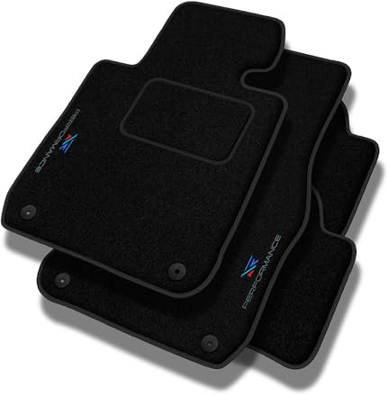 PERFORMANCE Personalisierte Velours Fußmatten Auto passend für Audi Q7 I 4L 2006-2015 - Standard, Perforiert, blay, cyan und red -Präzise CNC-Stickerei, Design-Lochpaspel, Auto Fußmatten - Perfekt für