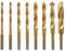 NordWolf 8-Piece HSS M2 Brad Point Wood Drill Bit Set, Titanium Nitride Coating with 1/8 (3.2mm) Shank for Rotary Tools & Flex Shafts, SAE Sizes 3/32-1/8-5/32-3/16-1/4 in Storage Case