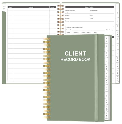 Registro dei clienti – Raccoglitore per profili dei clienti e schede alfabetiche dalla A alla Z, per saloni, parrucchieri, unghie, piccole imprese, verde