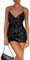 EMOTTOS Pailletten Glitzer Minikleid, Sexy Frauen Rückenfreies Neckholder Kleid, Weiches Swing Saum Bodycon Kleid, Glänzende Tube Club Cocktail Party Pencil Kleider(Schwarz, S)