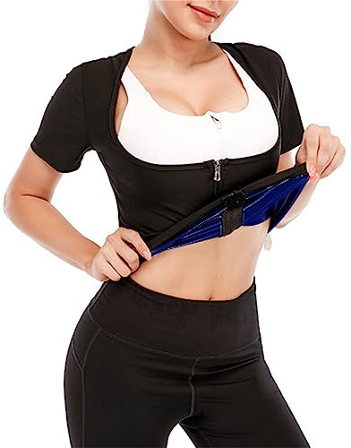 Maglia da donna a compressione, effetto sauna, per allenamento