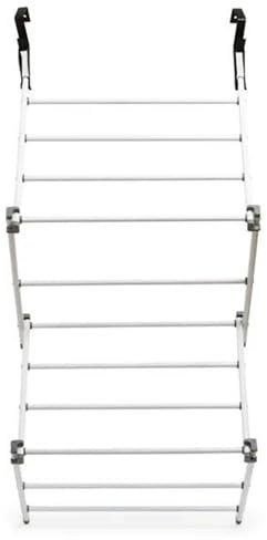 AAMEN White Over Door Drying Rack Laundry, Clothe Airer Indoor Folding Over Door Storage, Over Door Towel Rail, Clothes Drying Rack Indoor, With Plastic and Steel Frame Construction_L50xW28xH125cm