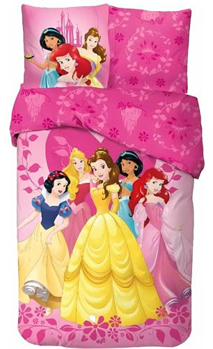 arlis Parure de Lit Princesse, Housse de Couette Réversible 140x200 cm, Taie d'oreiller 63x63 cm, 100% Coton (Parure de lit Princesse, 140 X 200 Cm)