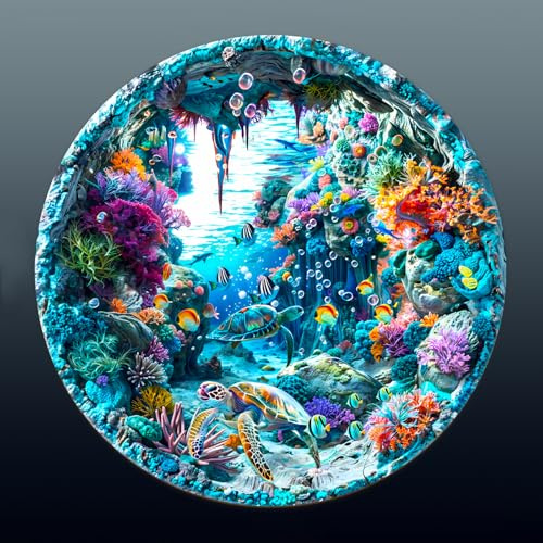 Puzzle 1000 Teile Erwachsene, 67,5 x 67,5 cm Klassische Puzzles Runden | Meeresboden-Puzzle bietet einen 3D Visuell Effekt, Weihnachts und Geburtstagsgeschenke für Puzzle-Liebhaber