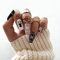 Christmas False Nails - 24pcs Long Coffin Press on Nails Snowflake with Deer Design - 12 Sizes Medium Length Stick on Nails - Festival Holiday Xmas French Tip False Nails