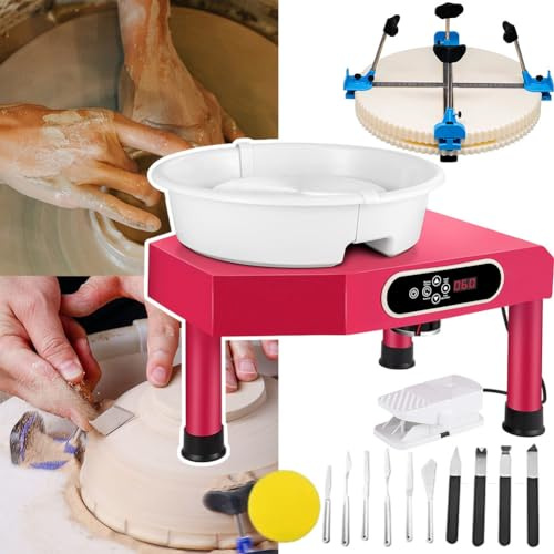 Pottery Wheel Elettrico 350 W 25 cm LCD Touch Screen - Macchina in ceramica fai da te con doppio pedale di controllo e bacino rimovibile - Ruota in argilla per artigianato