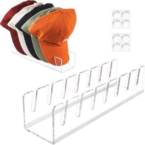 Rcbzzp 2 Stück Acryl Kappenhalter, Acryl Kappen Organizer, Baseballkappen Organizer, Desktop Cap Halterung, Cap Halter, fur Kleiderschränke, Kommoden und Wände (Transparente)