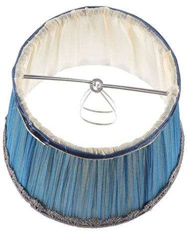 VILLCASE Plissee Lampenschirm Ersatz Zubehör Lichtabdeckung Chiffon Blau Mit Schwarzem Silberrand Innenbereich Schlafzimmer Wohnzimmer