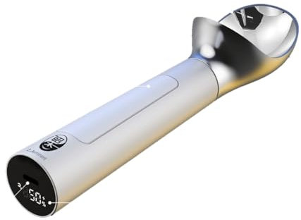 Ice Cream Scoop, Electric Heated, USB Ice Cream Scoop, Stainless Steel Ice Cream Scoop with Temperature Display and Battery Indicator, IP67 Waterproof Ice Cream Spoon, Scoop for Hard Ice, Up to 70°C