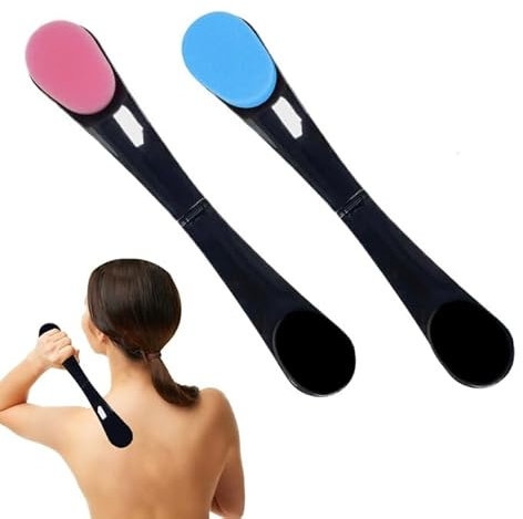 2 Stück Rücken Eincremehilfe,Faltbarer Eincremehilfe Für Rücken,Wiederverwendbar Rückeneincremhilfe,Sunscreen Applicator,Bräunungs Self Tanner Brush Für Zuhause,Reisen (Blau+Rosa)