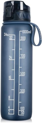 FULDENT Trinkflasche 1L Sport Wasserflasche [BPA Frei] Trinkflasche mit rutschfest Gummi Grip Geeignet für Die Fahrrad, Outdoor, Schule, Gym