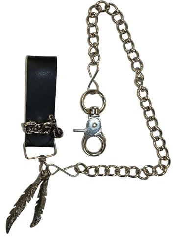 Gallanto Wallet Chain for Men–Heavy Duty Stainless Steel Biker Key Chain with-19 Length-Cow Hide Leather Belt Loop–Motorcycle Jeans Accessory-Wallet Key Chain (Black Wallet Chain Chopper, 1)