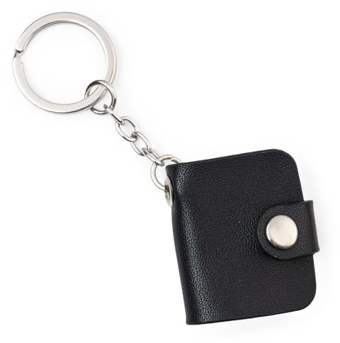 Wanapix | Custom Mini Photo Album Keyring XL | Small Personalised Photo Keyring with Your Photos | Unique Gift | 20 Images (Black)