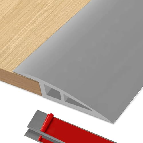 BOYIFEIJIE Übergangsleiste Höhenausgleich | 1M x 5cm PVC Übergangsprofil Selbstklebend | Türschwellen Leiste Höhenausgleich von 5–10mm | Übergangsleiste Boden für Laminat, Fliesen (Grau)