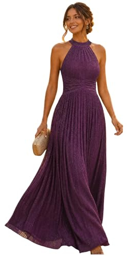 Ever-Pretty Prom Dress Halter Neck Pleated Glittery Formal Evening Dress with Empire Waist 41961