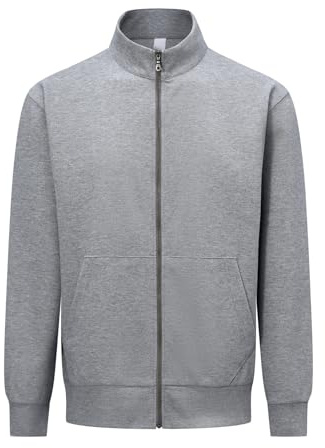 Allthemen Mens Zipper Jacket Stand Collar Stretch Sweatshirt | Mens Lightweight Smart Sport Jackets Regular Fit Business Casual Coat for Spring Autumn