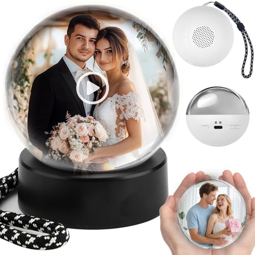 Vibbang Erinnerungskugel, Fotokugel Memory Sphere,Geburtstagsgeschenk | Personalisiert Glaskugel Videokugel, 2.7 Inch 3D Erinnerungskugel Video Papa Geschenk, Hochzeitsgeschenk für Familie Freunde