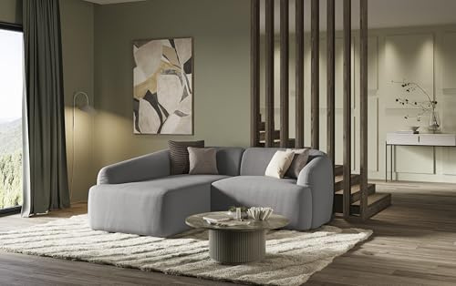 DOMO. collection Ecksofa Parika, L Couch, organische Form, Longchair Links, klein, 216 x 196 x 81 cm (BxTxH), anthrazit
