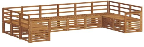 vidaXL Sofagarnituren 10 pcs Natur Massivholz Akazie, Moderner Garten-Sofa-Sectional, Robustes Lounge-Set, perfekte Möbel für Deine Terrassen-Entspannung
