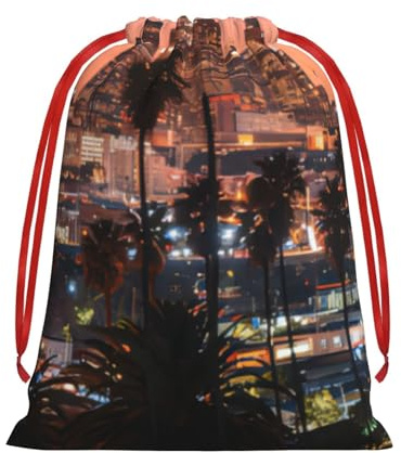 QGWDYYJQ Los Angeles Palm Trees printed Drawstring Gift Bag Gift Wrapping Bag Party Decoration