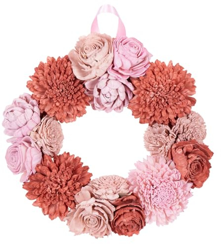 Blumenkranz Dekoration aus Holzblüten für stilvolle Wohnakzente