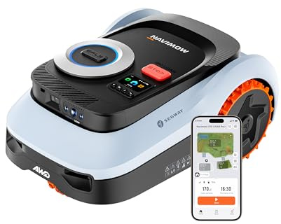 Segway Navimow i210 LiDAR Pro Robot Tondeuse sans Fil périphérique, 1000㎡ | Navigation LiDAR+Vision+RTK réseau, Xero-Turn AWD, cartographie Automatique, Monte Les pentes jusqu'à 55%