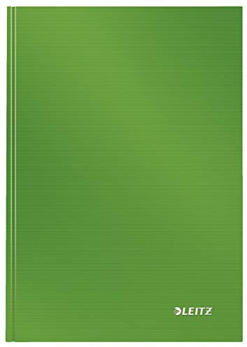 Leitz A5 Notizbuch kariert, 160 Seiten, 80 Blatt FSC zertifiziertes 80 g/m² Papier, Stabiler, kratzfester Hardcover-Einband, Für Büro, Schule oder als Tagebuch, Solid Serie, Hellgrün, 46660050