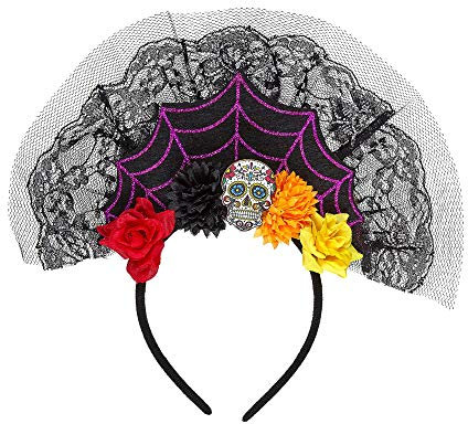 W WIDMANN MILANO Party Fashion 09641 - Haarreif Dia de los Muertos, Accessoire, Haarschmuck, Kopfschmuck, Halloween, Karneval, Fasching, Mottoparty