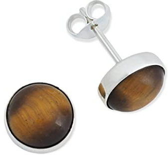 Ohrstecker 925 Silber Tigerauge brauner Stein Edelstein Ohrringe echt Silber Damen Sterling Silber Stecker Geschenk(MOS-059-18)