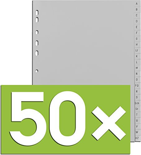 Durable Register A -Z, DIN A4, grau, PP, Universallochung, 24-teilig (50)