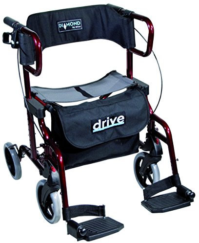 drive 9319 Diamond Deluxe Leichtgewicht Rollator und Transportstuhl in einem Farbe rot