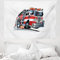 ABAKUHAUS LKW Wandteppich, Feuerwehr LKW, aus Weiches Mikrofaser Stoff Für das Wohn und Schlafzimmer, 150 x 110 cm, Babyblau Scharlachrot