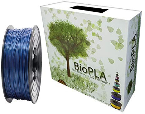 Bio PLA Filament 1,75mm 1kg Spule Full Biologic PLA Filament 1000g für alle 3D Drucker (Blau Metallic)