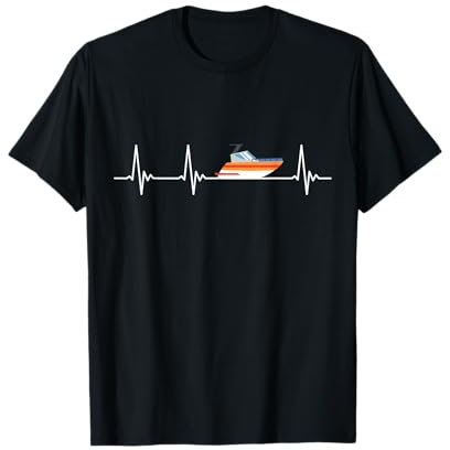 Motorboot Yacht Herzschlag EKG Boot Captain Skipper Geschenk T-Shirt