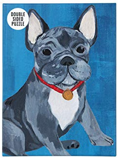 Talking Tables 100-teiliges blaues doppelseitiges französisches Bulldoggen-Hundepuzzle & Poster | Illustrierte Haustiere, Tier | Für Kinder, Erwachsene, Hundeliebhaber, Geburtstagsgeschenk, Weihnachts