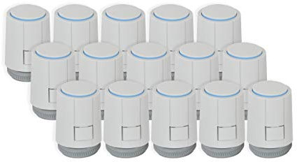 Möhlenhoff Stellantrieb Alpha-5 universal SET 15 Stück für Fussbodenheizung 230 V Typ VA 80 passend auf Heimeier Kermi Roth Herb Thermoval u.a. Farbe lichtgrau RAL 7035 Ausführung NC Stromlos-zu