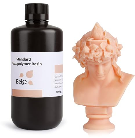 ELEGOO 3D Drucker Resin, UV 405nm Standard Resin mit Hohe Präzision und Schnelle UV-Härtung für MSLA/DLP/LCD 3D Drucker, Photopolymer-Kunstharz Flüssige 3D-Druckmaterialien, Beige 1000g