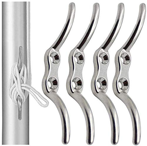 Belegklampe Edelstahl,Biluer 4PCS Klampe Bootsklampe Festmacherklampe 150mm Flaggenklampe für Yacht Dock Deck Base Marine Boat Fastener Zubehör