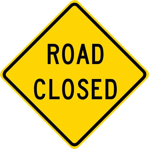 BCTS Cartello di Avvertimento Stradale Chiuso Stradale Stradale Cartello in Metallo Latta Segno Quadrato 30,5 x 30,5 cm