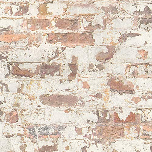 Papier peint brique Papier peint pierre Papier peint imitation brique Tapisserie imitation pierre Papier peint intissé Gris Orange Blanc 369291 SP14707 | Papier peint livré à domicile