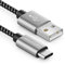 deleyCON 0,5m Nylon Cable USB-C 50cm Corto Cable de Carga Cable de Datos USB Tipo C Enchufe Metálico Carga y Sincroniza Teléfonos Móviles y Smartphones