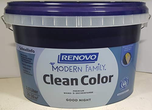 2,5 Liter RENOVO CleanColor, Good Night, matt, Premium-Wand-und Deckenfarbe, modern family.