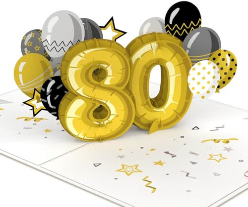 papercrush® Pop Up Karte 80. Geburtstag - Handgemachte 3D Geburtstagskarte für Frauen und Männer (80 Jahre), Besondere Glückwunschkarte oder Einladungskarte zur 80sten Geburtstagsfeier von Oma & Opa