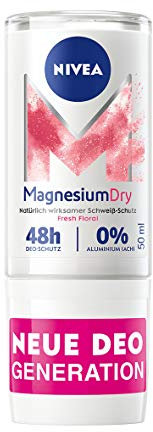 NIVEA MagnesiumDry Fresh Floral Deo Roll-On (50ml), Deodorant mit Magnesium für natürlich wirksamen Schweiß-Schutz, Deo mit 0% Aluminium (ACH) und 0% Alkohol*