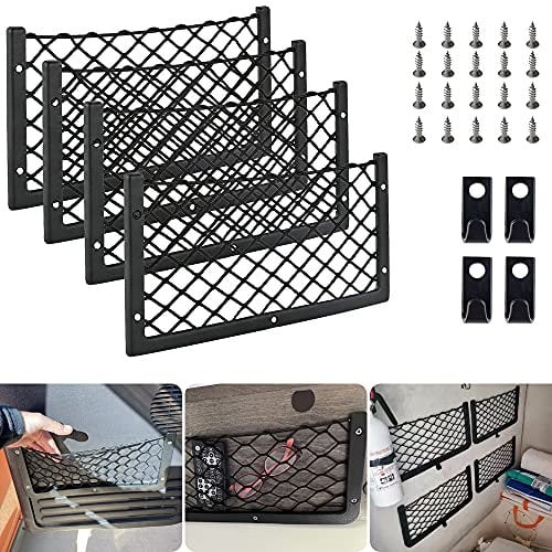 4 Stück Gepäcknetz 36 * 18CM Mit Haken Kofferraum Netztasche Wohnmobil Aufbewahrungsnetz Auto Car Trunk Storage Net Ablagenetz für Wohnwagen, LKW, Transporter Lieferwagen