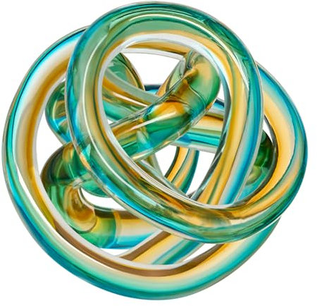 Torre & Tagus Orbit mundgeblasene Glas-Skulptur mit Unendlichkeitsknoten, 7,6 cm, Glaskunst, Deko-Kugel für Heimdekoration, kleiner Tafelaufsatz, Tischdekoration für Zuhause, Ombré Ocean Sunset