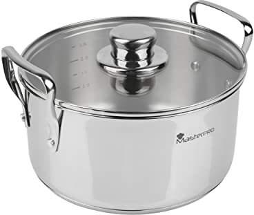 Smart MasterPRO - Küchenbatterie - 6 -Stück -Set mit 20, 24 und 28 cm Glasdeckel - Hergestellt in Edelstahl - Küchenpfannen - kompatibel mit allen Arten von Küchen