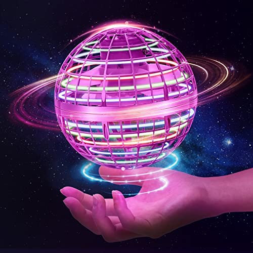 Hover Fliegender Ball,Magic Spinner Ball RGB Licht Flying Ball, Hover Ball Mini Drohne Für Kinder Fliegendes Spielzeug, Flying Orb Schwebender Ball Geschenke Für Jungen Mädchen Indoor Outdoor (Rosa)
