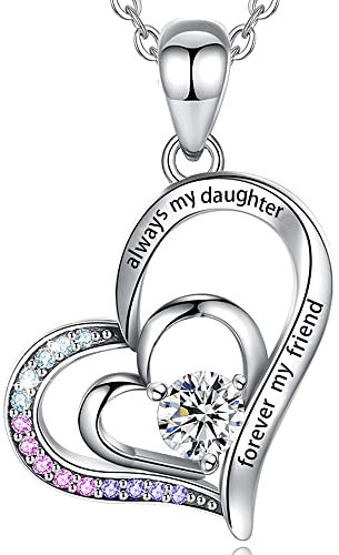 yiwaxice Tochter Geschenk von Mutter Halskette, Sterling Silber MamaTochter Geschenke Unendlichkeit Liebe Herz Anhänger Halskette Schmuck für Frauen Mutter Ehefrau (Tochter kette-Farbe)