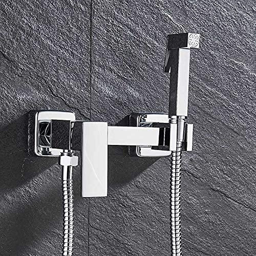Pkfinrd Armaturen Bidet Duscharmaturen Messing Hygienische Duschbrause Airbrush Wasserhahn Warm- und Kaltwasser Mixer WC-Spray Bidet Dusche / Mattschwarz B (Farbe: Chrom a)